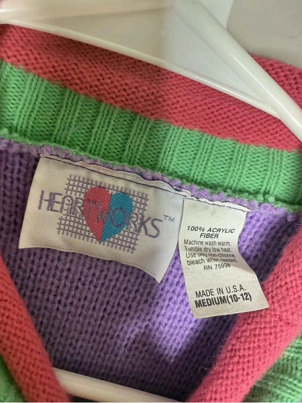 Vintage 1980s Heartworks girls size M 10-12 knit sweater unicorn with rhinestone